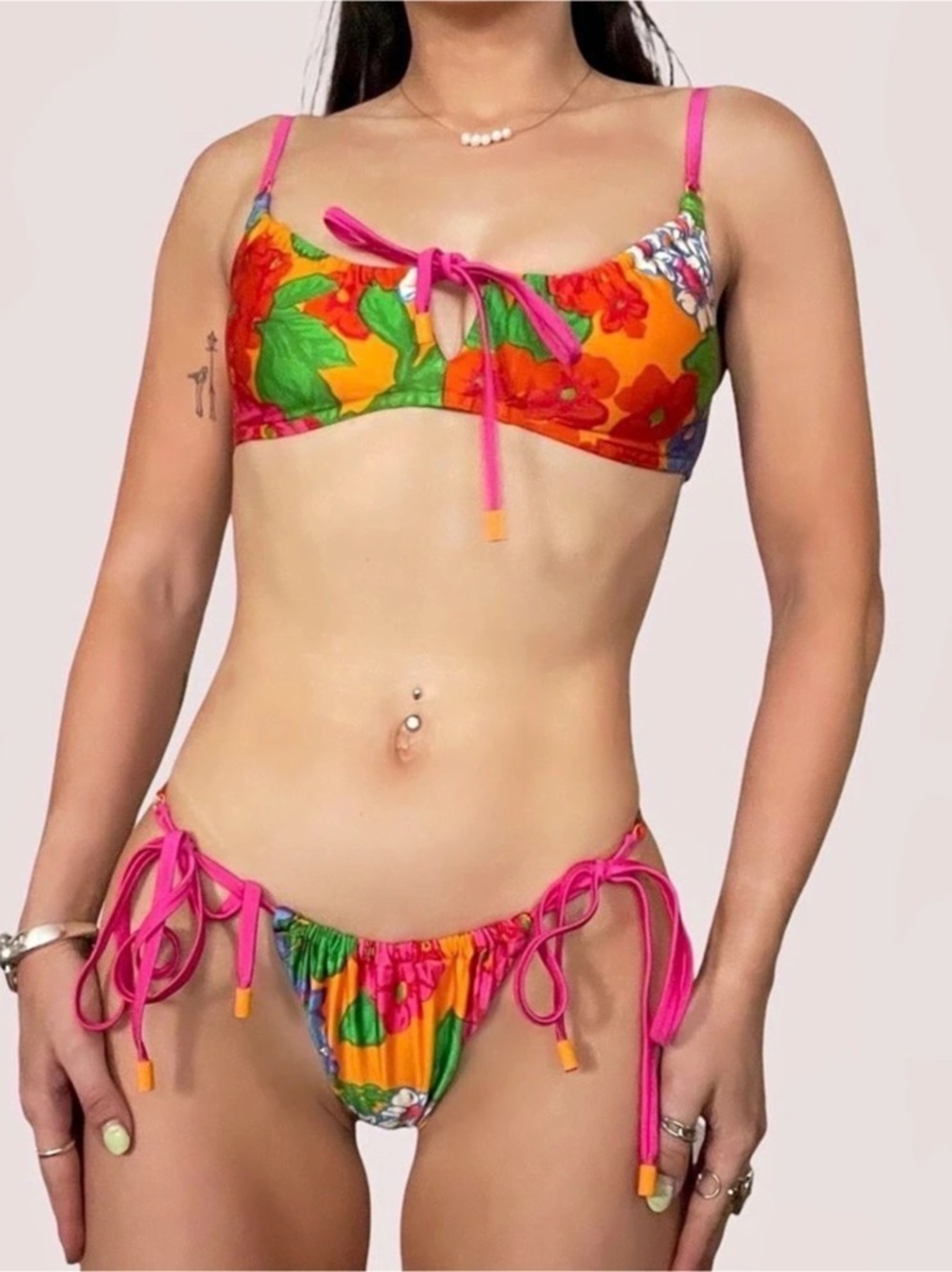 Zimmermann Floral Bikini Set Tie Side Swimsuit Resort Swim Size 0